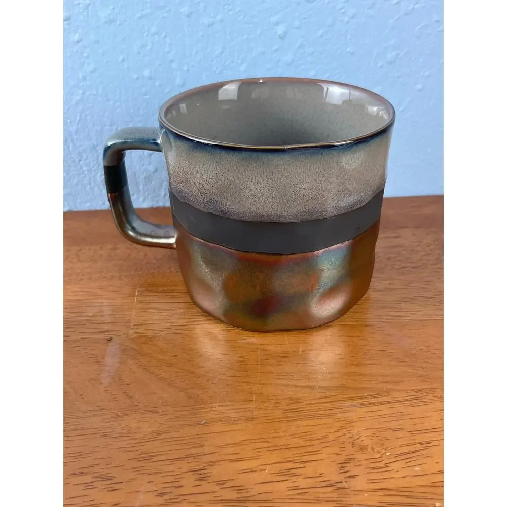 Roscher Stoneware Coffee Mug Metallic Brown Boho Southwestern